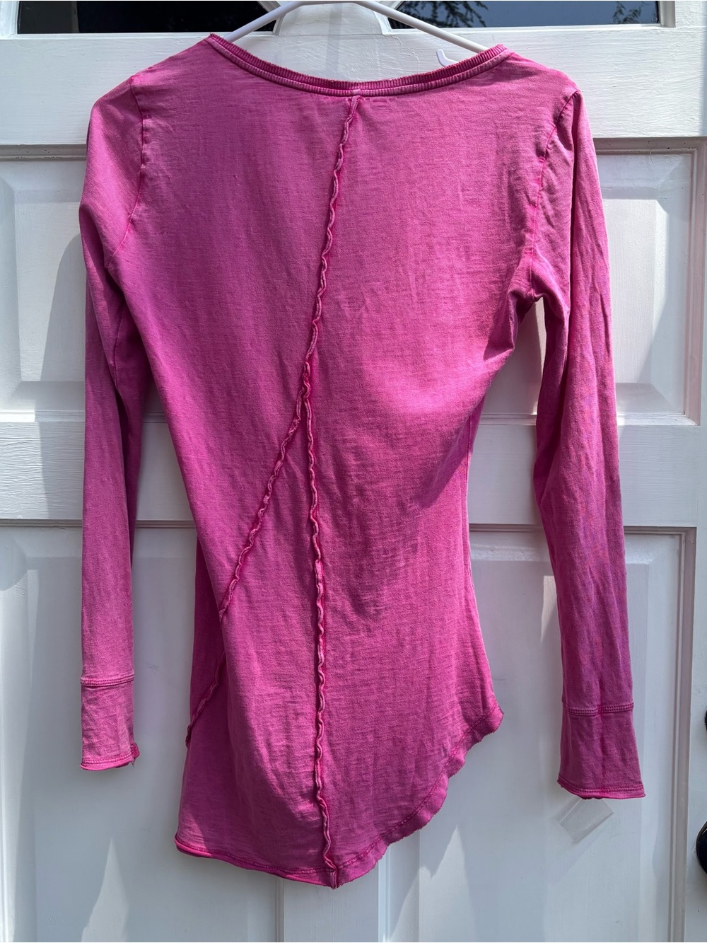 Free People Long-Sleeve Button Henley in Bright Pink - Picture 7 of 8